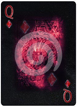 Queen of diamonds playing card Abstract Background