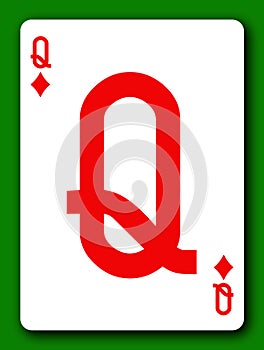 Queen of Diamonds playing card with clipping path 3d illustration