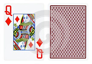Queen of Diamonds playing card isolated