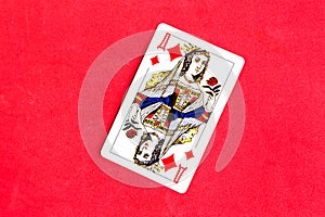 Queen of Diamonds playing card, red background
