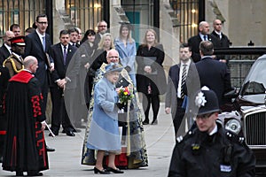 Queen Elizabeth II attends Commonwealth Day service at Westminster Abbey, London.