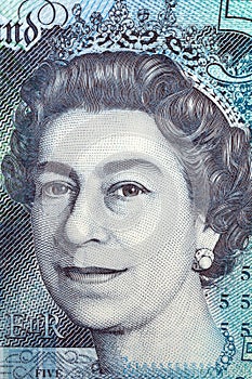 Queen Elizabeth II portrait from five pounds