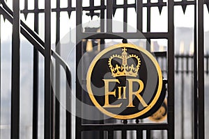 Queen Elizabeth II royal cypher in a gate photo