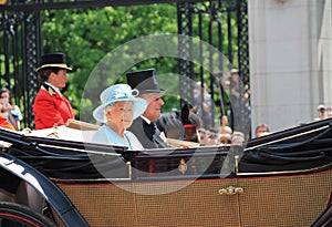 Queen Elizabeth & Royal Family, Buckingham Palace, London June 2017- Trooping the Colour Prince Phillip and Queen Elizabeth, June