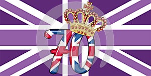 Queen Elizabeth's Platinum Jubilee celebration poster against the backdrop of the Union Jack, reigning 70 years photo