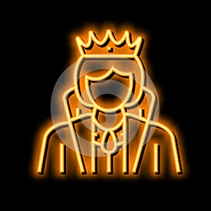 queen fairy tale neon glow icon illustration