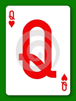 Queen of Hearts 3d illustration playing card with clipping path