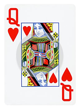 Queen of Hearts  playing card - isolated on white