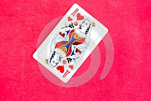 Queen of Hearts playing card, red background