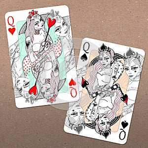 Queen of Hearts and Queen of Spades