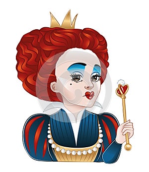 queen of hearts on white background