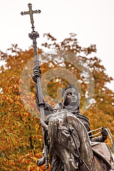 Queen Isabella Statue Marching into Granada 1492 Madrid Spain