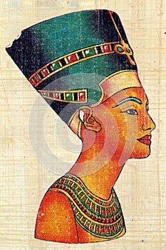 Queen Nefertiti on Papyrus