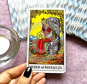 Queen of Pentacles Tarot Card Prosperity Wealth Rich Luxury Fine Living Status Prestige Material Security Economic