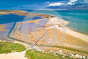 Queen`s beach in Nin sandbar aerial view