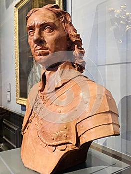 Terracotta Bust of Oliver Cromwell by Michael Rysbrack at the Queen`s House museum in London