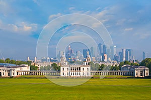 The Queen`s House with a view of the city of London