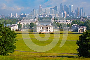 The Queen`s House with a view of the city of London