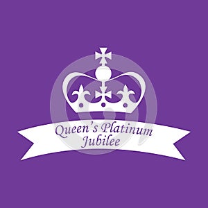 The Queen\'s Platinum Jubilee celebration. Queen\'s crown. 1952-2022. Design for banner, poster, card, print.