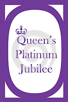 The Queen\'s Platinum Jubilee celebration. Queen\'s crown. 1952-2022. Design for banner, poster, card, print.
