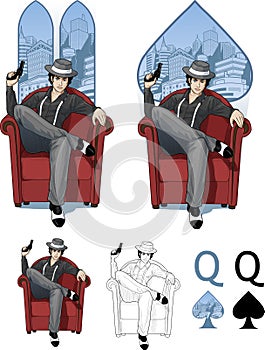 Queen of spades Mafia card set