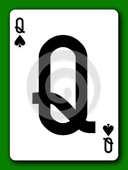 Queen of Spades playing card with clipping path 3d illustration