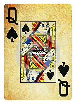 Queen of Spades playing card - isolated on white