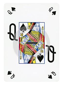 Queen of Spades playing card - isolated on white
