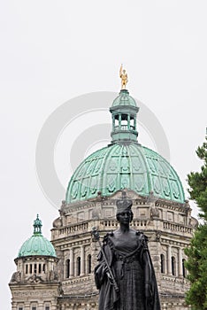 Queen Victoria and George Vancouver statues, British Columbia Parliament Building