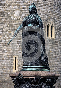 Queen Victoria Statue at Windsor Castle in Windsor, England. United Kingdom. It was erected in 1887 in celebration of the queen`s