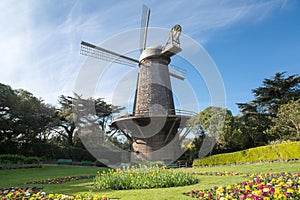 Queen Wilhelmina Dutch Windmill and Tulip Garden. San Francisco, California, USA.