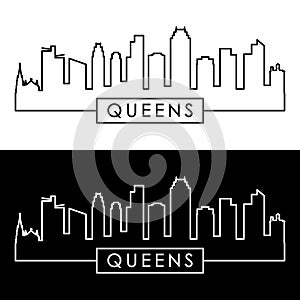 Queens NY skyline. Linear style.