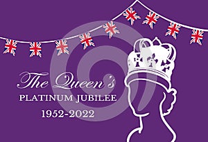 The Queens Platinum Jubilee celebration poster background with silhouette of Queen Elizabeth