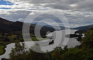 Queens veiw overlooking loch tummel in Scotland