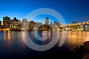 Queensboro Bridge over the East River in New York City at night