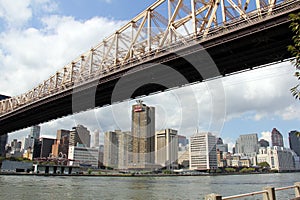 Queensboro Bridge over East River, view of the East Side in Manhattan from Roosevelt Island, New York