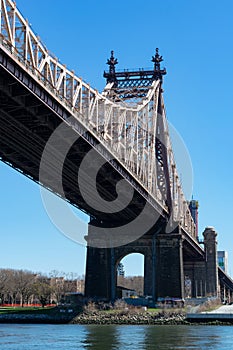 The Queensboro Bridge over the East River with a view of Long Island City Queens New York