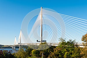 Queensferry Crossing Bridge in North Queensferry near Edinburgh.