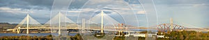 Queensferry crossing, forth railbridge, forth road bridge spanning the firth of forth.