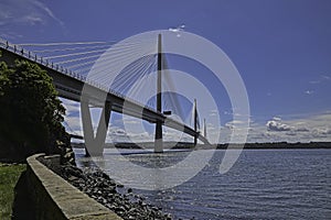 Queensferry Crossing in Scotland, UK on a sunny summer day