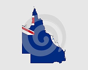 Queensland Map Flag. Map of Qld, Australia with the state flag. Australian State. Vector illustration Banner