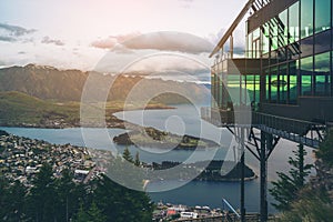 Queenstown, New Zealand in panoramic view.