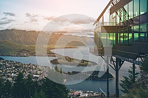 Queenstown, New Zealand in Panoramic View.