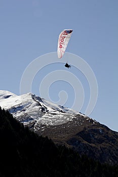 QUEENSTOWN, NZ - SEP 21: Paragliding on Sep 21 2015 over the mountain in Queenstown New Zealand from the Skyline Gondola