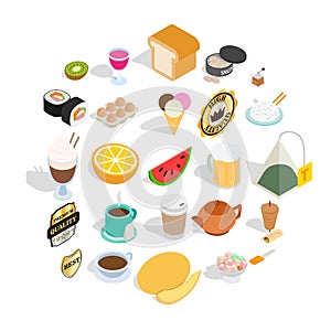 Quencher icons set, isometric style