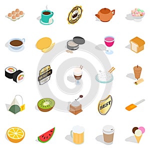 Quencher icons set, isometric style