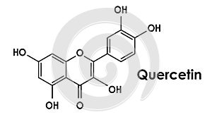 Quercetin chemical formula, molecular structure on white background