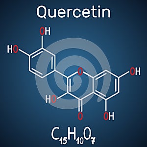 Quercetin flavonoid molecule. Structural chemical formula and