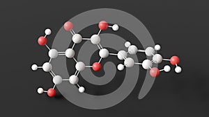 quercetin molecule, molecular structure, plant flavonol, ball and stick 3d model, structural chemical formula with colored atoms