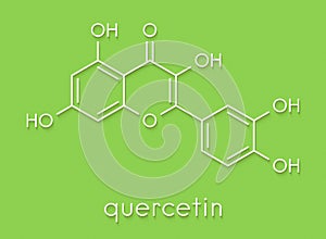 Quercetin plant molecule. Skeletal formula.